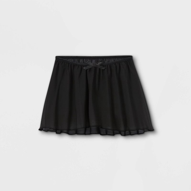 slide 1 of 2, Girls' Dance Activewear Skirt - Cat & Jack™ Black XS: Recycled Polyester, Pull-On, Mid Rise, 1 ct