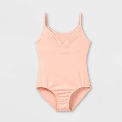 Girls&#x27; Cami Dance Leotard - Cat &amp; Jack™ Pink L: Cotton Blend, Recycled Polyester, Spandex, Keyhole Back, Machine Washable