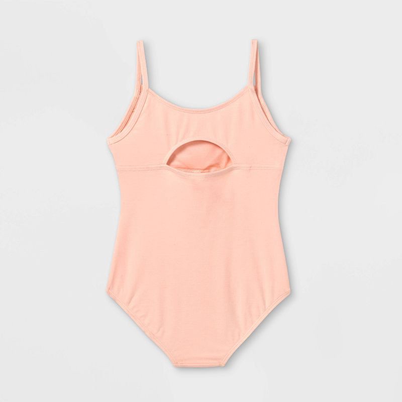 slide 2 of 2, Girls' Cami Dance Leotard - Cat & Jack™ Pink XL: Cotton Blend, Recycled Polyester, Spandex, Keyhole Back, Machine Washable, 1 ct