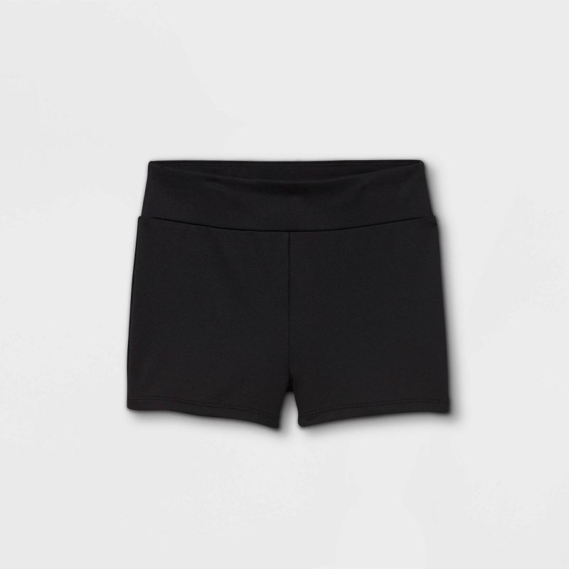 slide 1 of 2, Girls' Gymnastics Shorts - Cat & Jack™ Black XL: Recycled Polyester, Spandex, Mid Rise, Pull-On, Bottoms, 1 ct