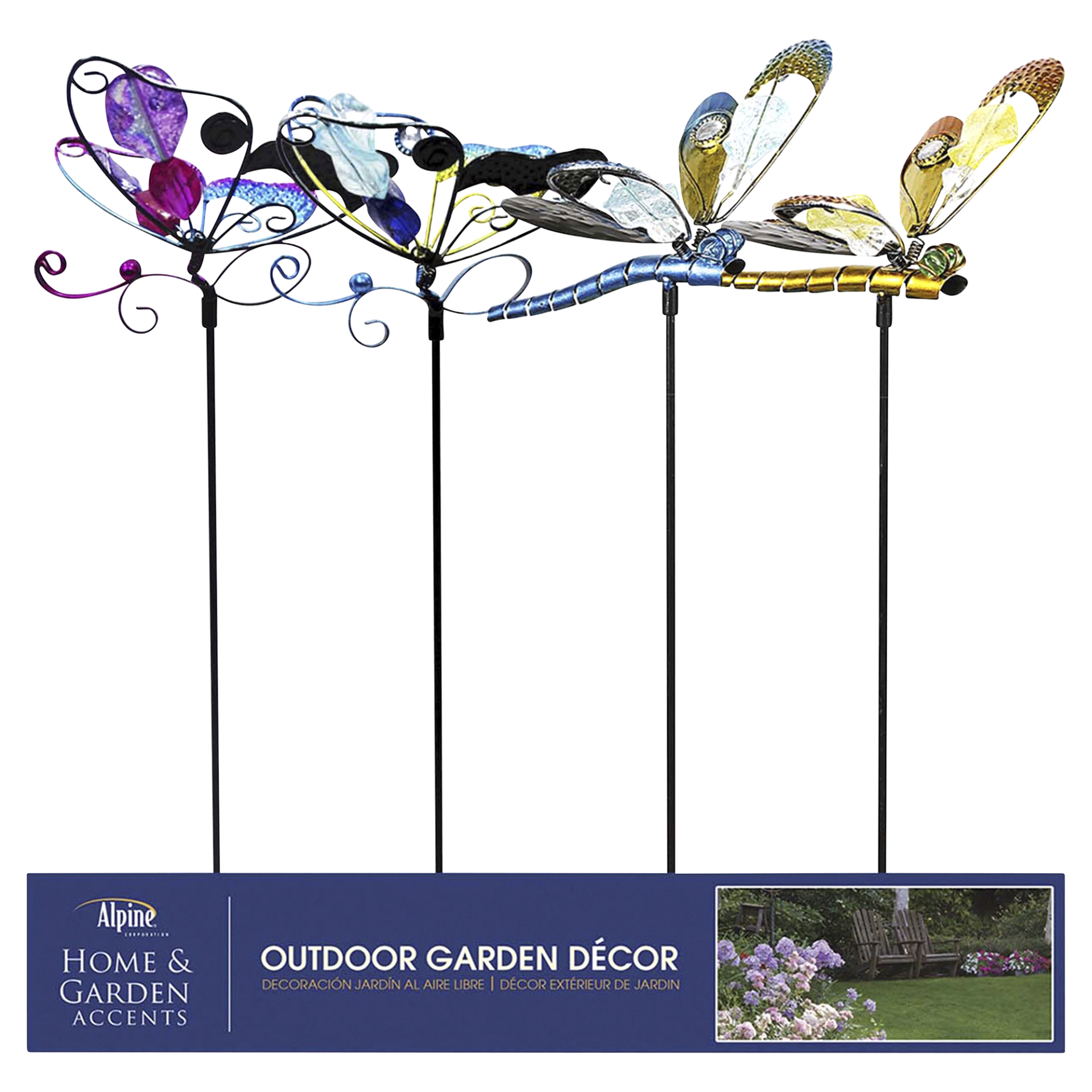 slide 1 of 1, Colorful Spring Butterfly & Dragonfly Garden Stakes - Assorted Tray Pack of 12, 1 ct