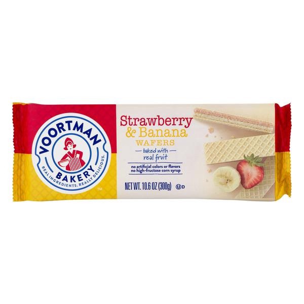 slide 1 of 6, Voortman Bakery Strawberry Banana Sugar Wafer, 10.6 oz