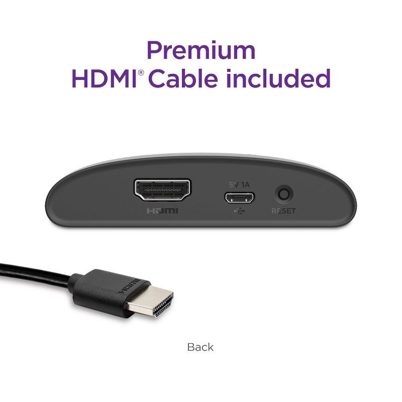 slide 3 of 8, Roku Express 4K+ | Streaming Player HD/4K/HDR with Roku Voice Remote with TV Controls and Premium HDMI Cable, 1 ct