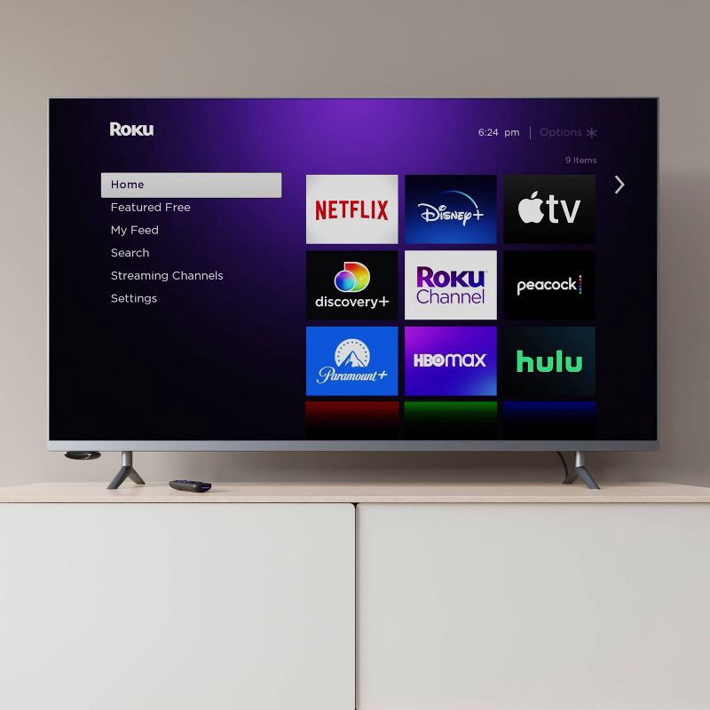 slide 7 of 7, Roku Express 4K+ | Streaming Player HD/4K/HDR with Roku Voice Remote with TV Controls and Premium HDMI Cable, 1 ct