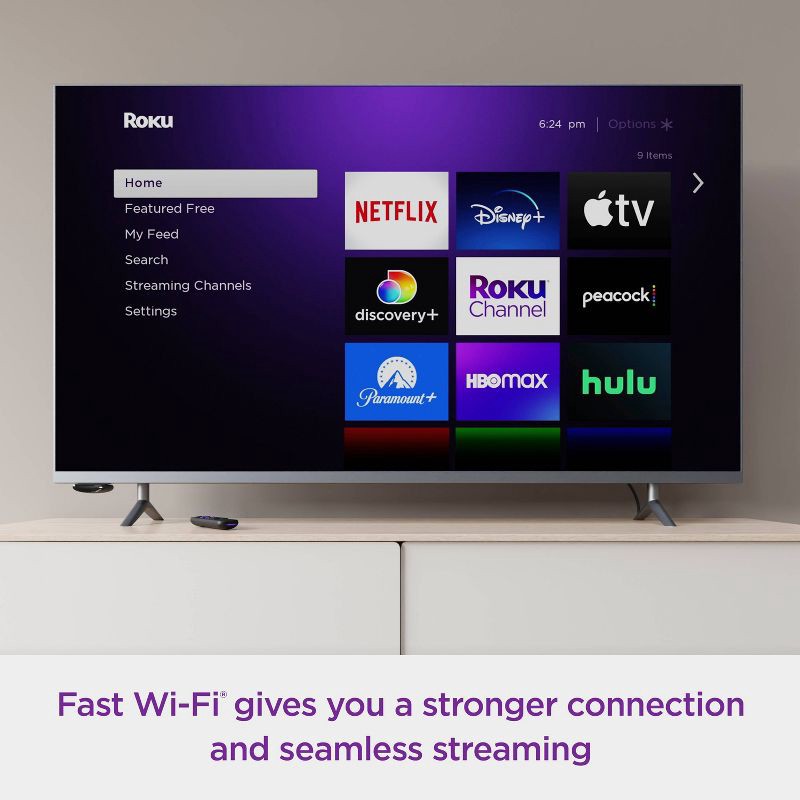 slide 8 of 8, Roku Express 4K+ | Streaming Player HD/4K/HDR with Roku Voice Remote with TV Controls and Premium HDMI Cable, 1 ct