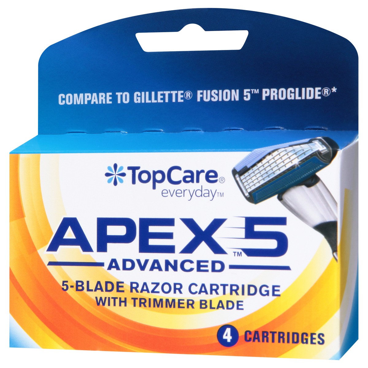 slide 3 of 9, TopCare Everyday Apex 5 Advanced 5-Blade Razor Cartridge with Trimmer Blade 4 ea, 4 ct