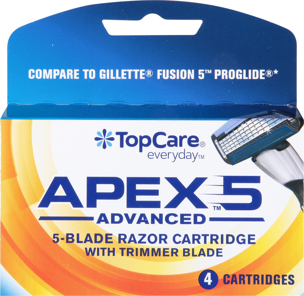 slide 6 of 9, TopCare Everyday Apex 5 Advanced 5-Blade Razor Cartridge with Trimmer Blade 4 ea, 4 ct