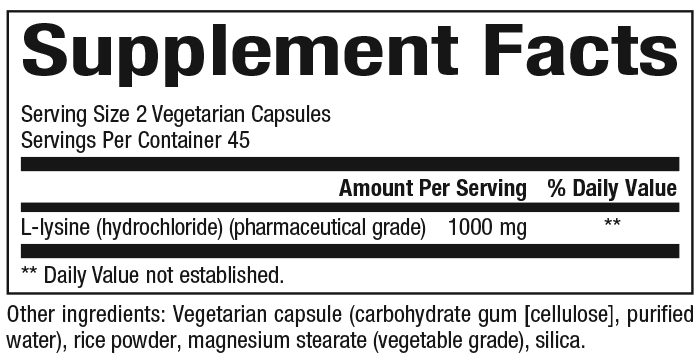 slide 2 of 2, Natural Factors L-Lysine, 108 g