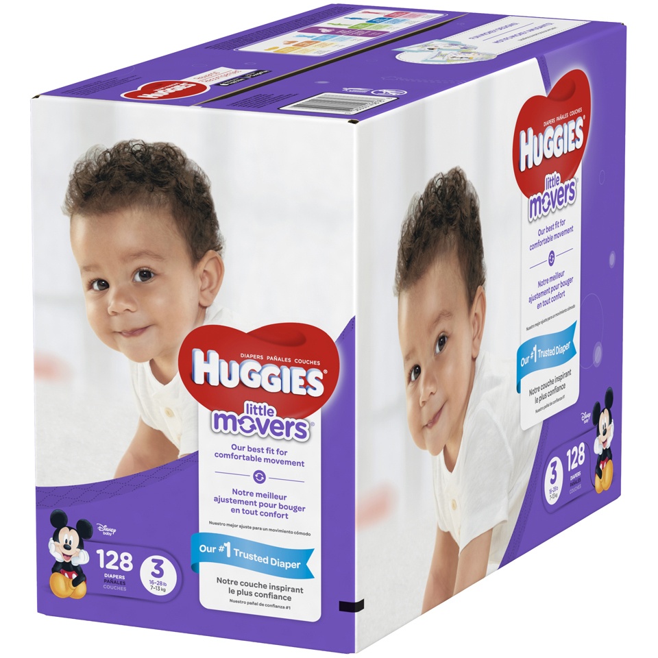 slide 2 of 3, Huggies Little Movers Diapers Size 3, 128 ct