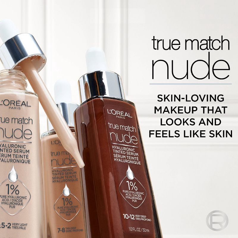 slide 5 of 9, L'Oreal Paris True Match Hyaluronic Tinted Serum Makeup Skincare Hybrid - 7-8 Tan-Deep - 1 fl oz, 1 fl oz