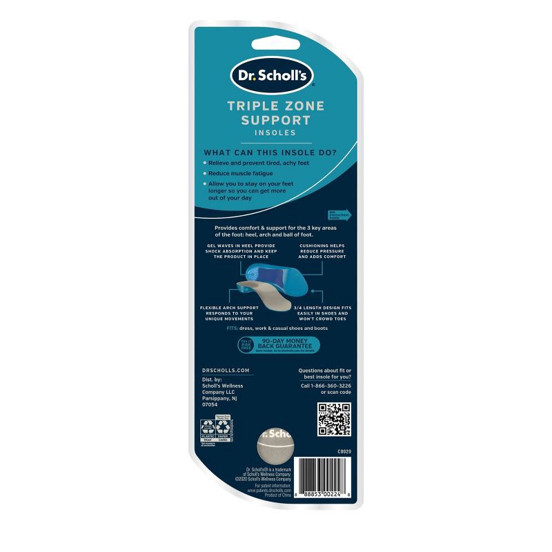 slide 2 of 3, Dr. Scholl's Triple Zone Comfort Insoles for Men - Size (8-13): Therapeutic Arch Support, Foam, 1 ct