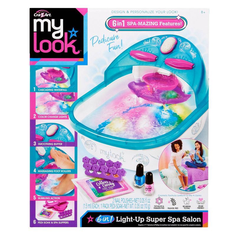 slide 1 of 8, MY LOOK 6-in-1 Light-Up Super Spa Salon Activity Kit: Creative Thinking Craft Set for Kids with Stickers & Nail Polish, 1 ct