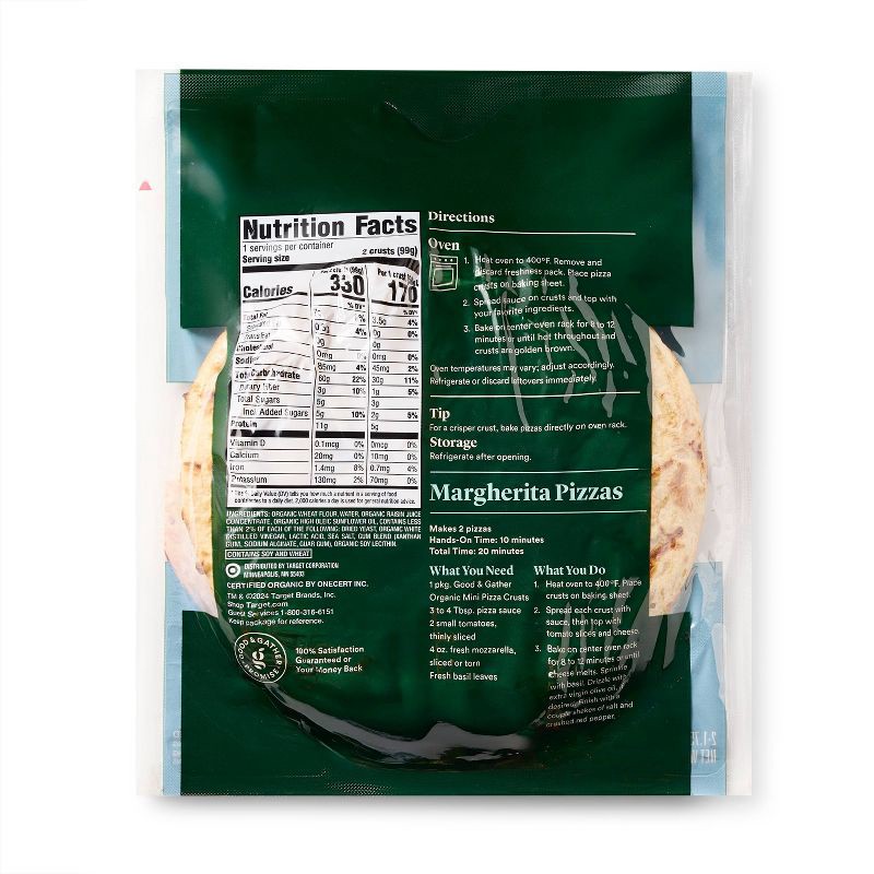 slide 2 of 4, Organic Mini Ultra-Thin Pizza Crusts - 3.5oz/2ct - Good & Gather™, 2 ct; 3.5 oz