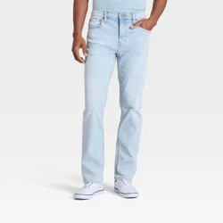 Men's Slim Straight Fit Jeans - Goodfellow & Co™ Light Blue 32x32: Heavyweight Denim, Mid Rise, Stretch, Machine Washable