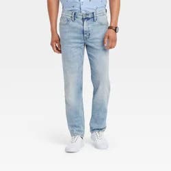 Men's Slim Straight Fit Jeans - Goodfellow & Co™ Light Blue 34x32: Heavyweight Denim, Mid Rise, Stretch, Machine Washable