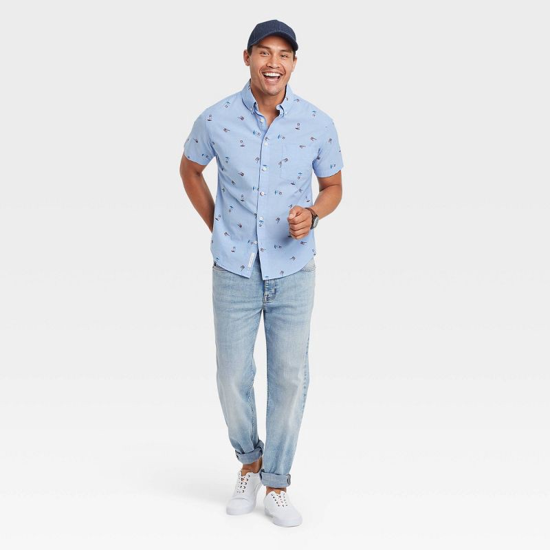 slide 3 of 3, Men's Slim Straight Fit Jeans - Goodfellow & Co™ Light Blue 38x30: Heavyweight Denim, Mid Rise, Stretch Fabric, 1 ct