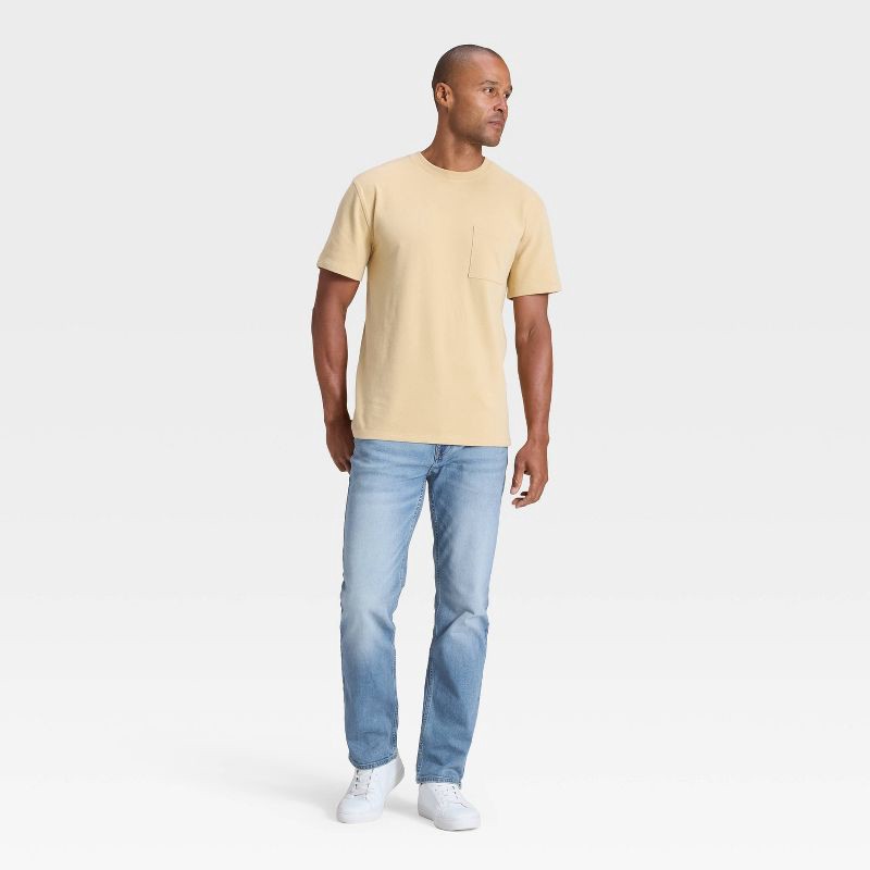 slide 3 of 3, Men's Slim Straight Fit Jeans - Goodfellow & Co™ Indigo Blue 32x32: Heavyweight Denim, Mid Rise, Stretch, 1 ct