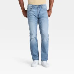 Men's Slim Straight Fit Jeans - Goodfellow & Co™ Indigo Blue 32x32: Heavyweight Denim, Mid Rise, Stretch
