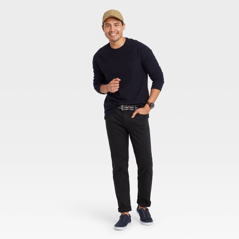 slide 3 of 3, Men's Slim Fit Jeans - Goodfellow & Co™ Black Denim 34x34: Heavyweight Stretch Denim, Mid Rise, Fly Button, 1 ct
