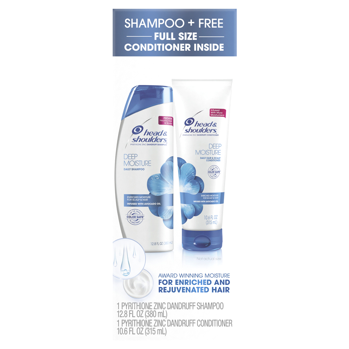 slide 1 of 1, Head & Shoulders Deep Moisture Anti-Dandruff Shampoo and Conditioner Bundle Pack, 12.8 oz