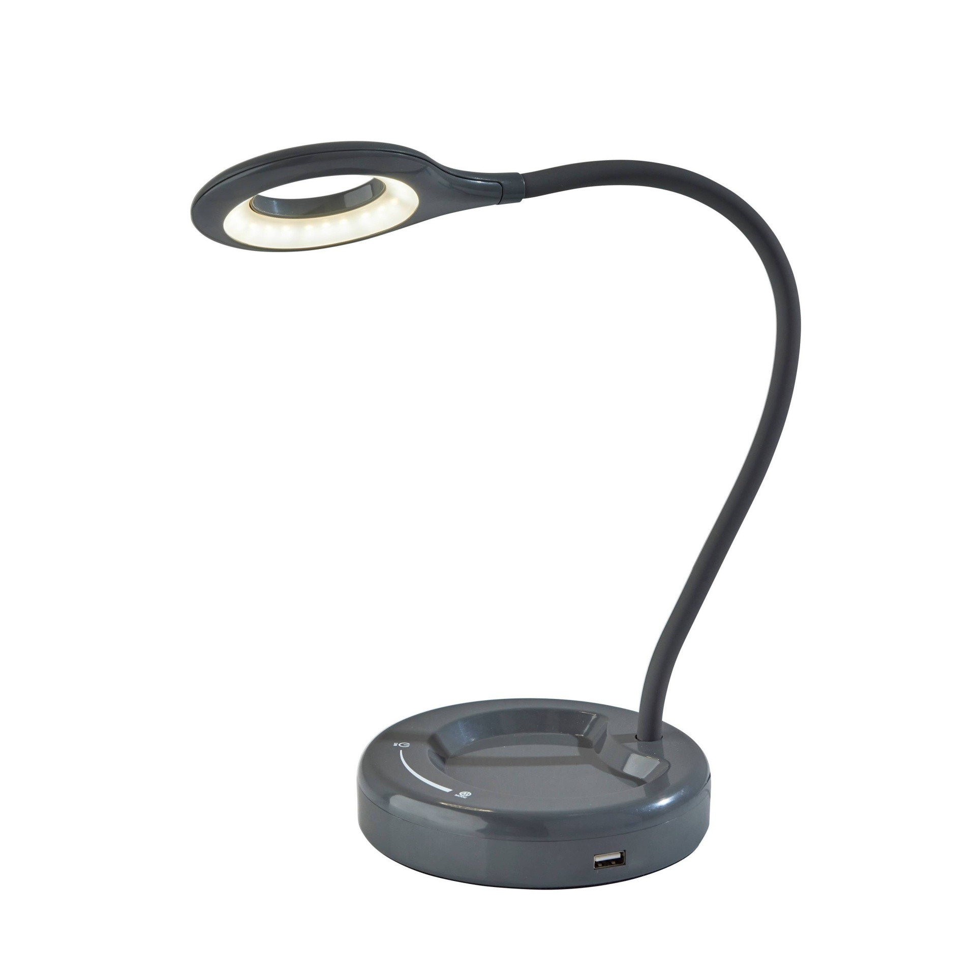 slide 1 of 5, Dimmable Desk Lamp (Includes LED Light Bulb) Gray - Adesso, 1 ct