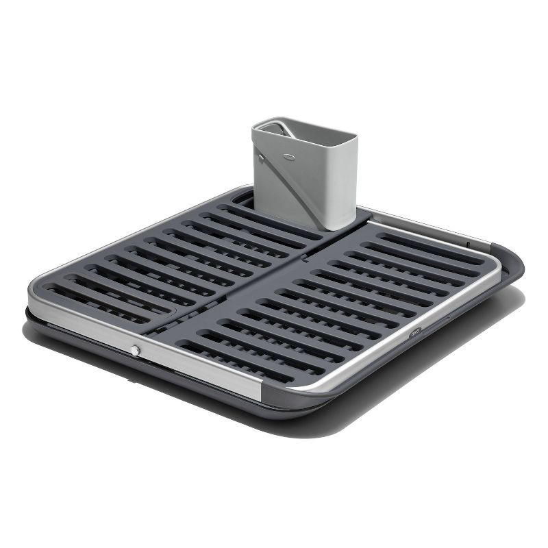 slide 2 of 11, OXO Compact Folding Dish Rack: Gray Freestanding Dish Drying Rack, Hand Wash, 21" Depth, 15" Width, 3.3 lbs, 3.3 lb