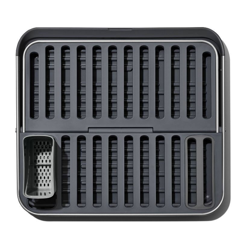 slide 3 of 11, OXO Compact Folding Dish Rack: Gray Freestanding Dish Drying Rack, Hand Wash, 21" Depth, 15" Width, 3.3 lbs, 3.3 lb