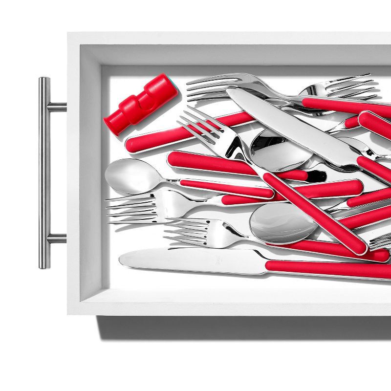 slide 8 of 8, OXO Compact Silverware Organizer: White & Gray Utensil Storage, TPE & Polypropylene, Hand Wash, 16.35" Depth, 1 ct