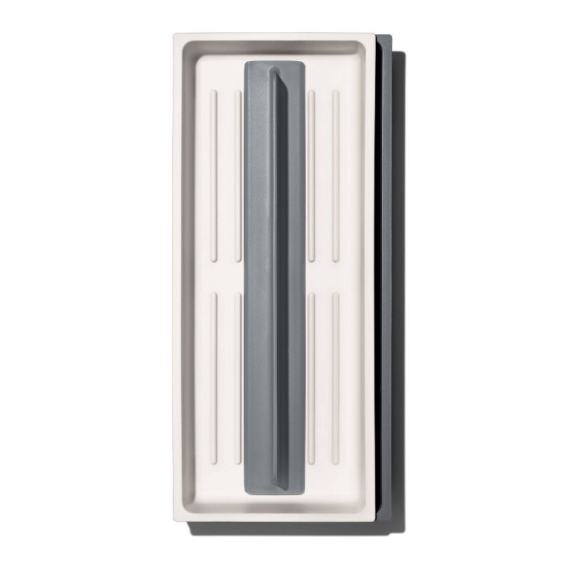 slide 2 of 7, OXO Long Handled Tool Organizer: Utensil & Kitchen Drawer Storage, White/Gray, Hand Wash, TPE & Polypropylene Material, 1 ct