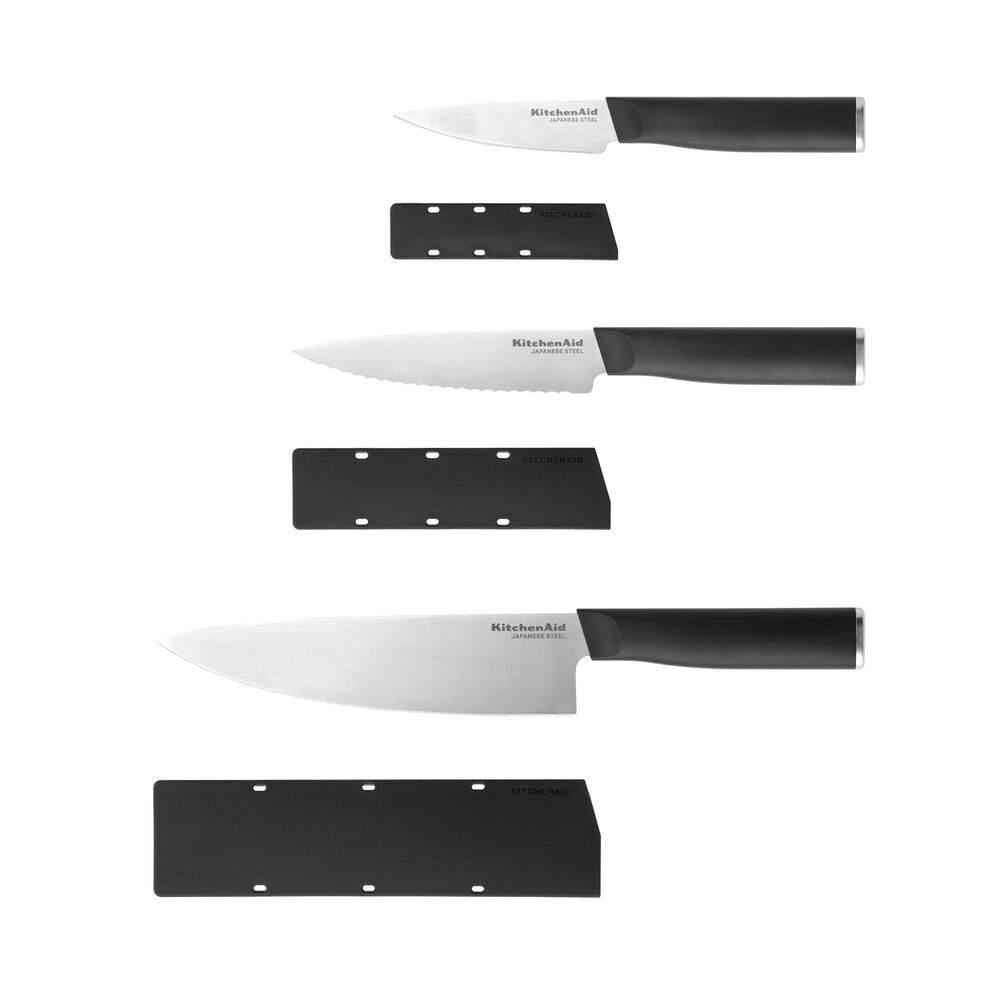 slide 1 of 1, Kitchen Aid Chef Cutlery With Sheaths Set, 3 ct