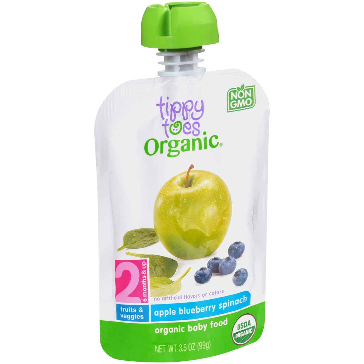 slide 9 of 9, Tippy Toes Organic 2 (6 Months & Up) Apple Blueberry Spinach Baby Food 3.5 oz, 3.5 oz