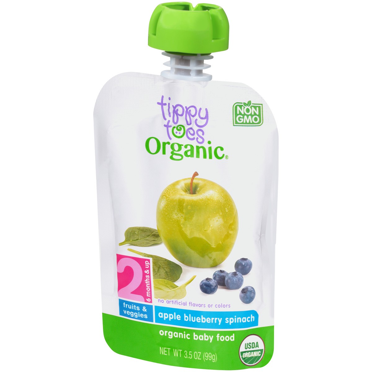slide 3 of 9, Tippy Toes Organic 2 (6 Months & Up) Apple Blueberry Spinach Baby Food 3.5 oz, 3.5 oz