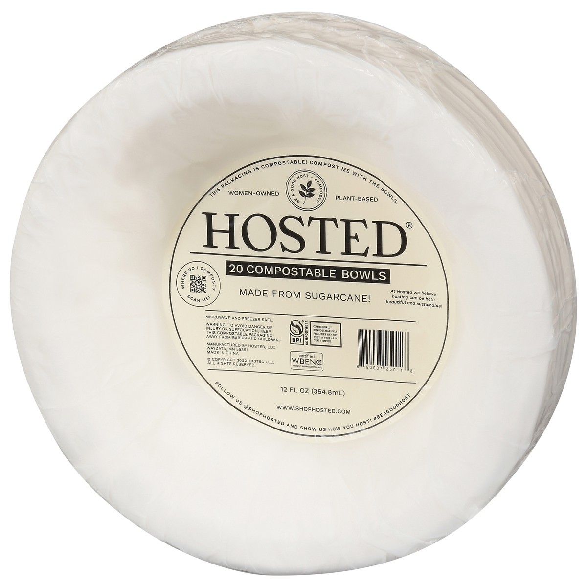 slide 7 of 9, Hosted 12 Fluid Ounce Compostable Bowls 20 ea, 20 ct