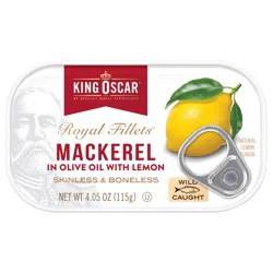King Oscar Wild Caught Skinless & Boneless Mackerel in Olive Oil with Lemon 4.05 oz