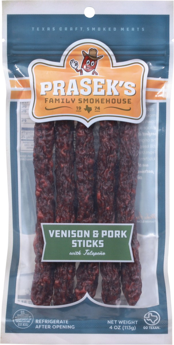 slide 14 of 14, Prasek's Dry Venison & Pork Sticks with Jalapeno, 4 oz