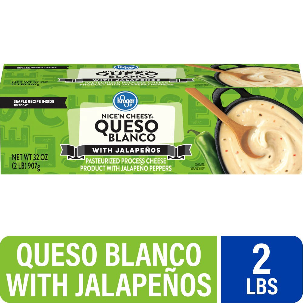 slide 2 of 4, Kroger Nice 'n Cheesy Queso Blend With Jalapenos, 32 oz