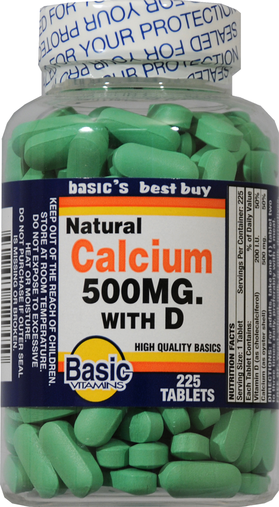 slide 1 of 1, Basic Calcium Tablets 500Mg, 225 ct