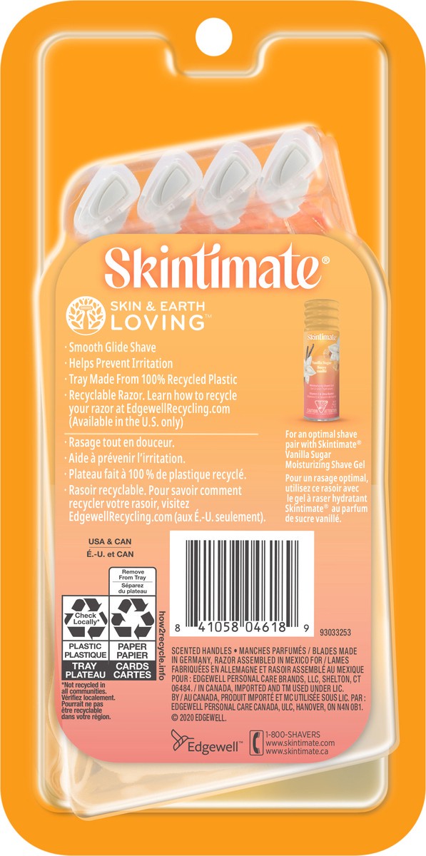 slide 3 of 3, Skintimate Vanilla Sugar Exfoliating 4-Blade Disposable Razors, 4 Ct, 1 ct