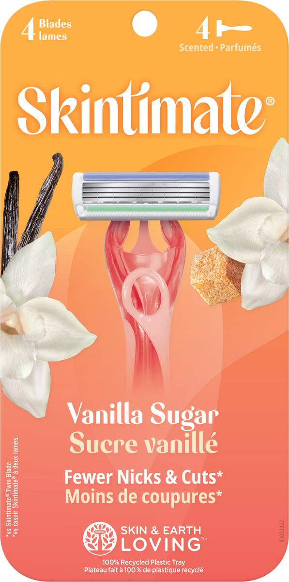 slide 2 of 3, Skintimate Vanilla Sugar Exfoliating 4-Blade Disposable Razors, 4 Ct, 1 ct