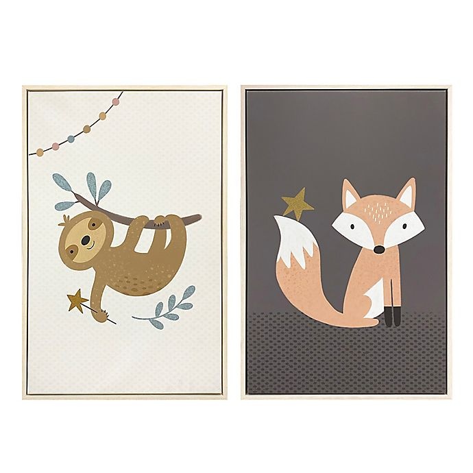 slide 1 of 5, Marmalade Sloth & Fox Framed Canvas Art, 2 ct