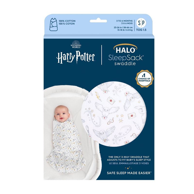 slide 2 of 2, HALO Innovations 100% Cotton Sleepsack Swaddle Wrap - S - Harry Potter Messenger, 1 ct