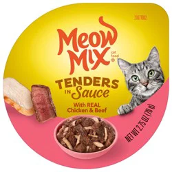 Meow Mix Tenders in Sauce Wet Cat Food With Real Chicken & Beef, 2.75 oz Cup
