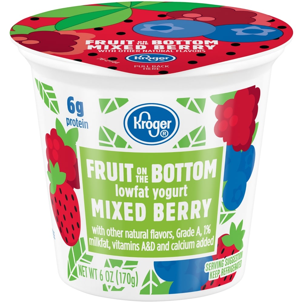 slide 1 of 1, Kroger Mixed Berry Fruit On The Bottom Lowfat Yogurt, 6 oz