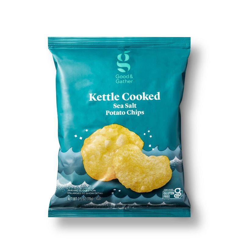 slide 1 of 3, Sea Salt Kettle Potato Chips - 2.5oz - Good & Gather™, 2.5 oz