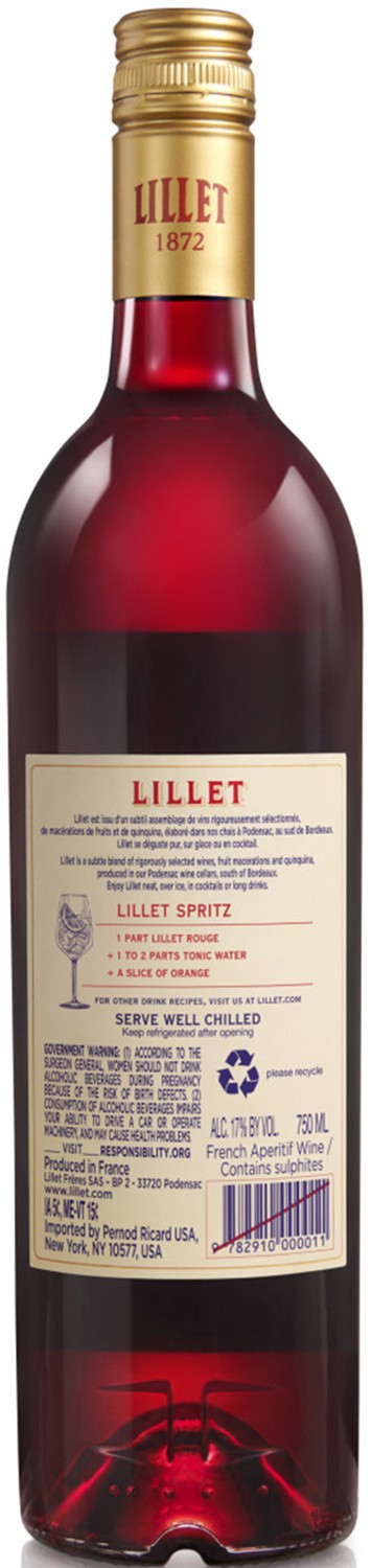 slide 3 of 10, Lillet Rouge Aperitif 750mL, 17% ABV, 750 ml