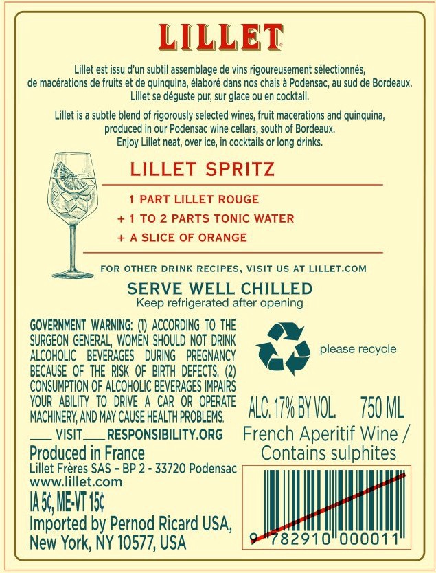 slide 5 of 10, Lillet Rouge Aperitif 750mL, 17% ABV, 750 ml