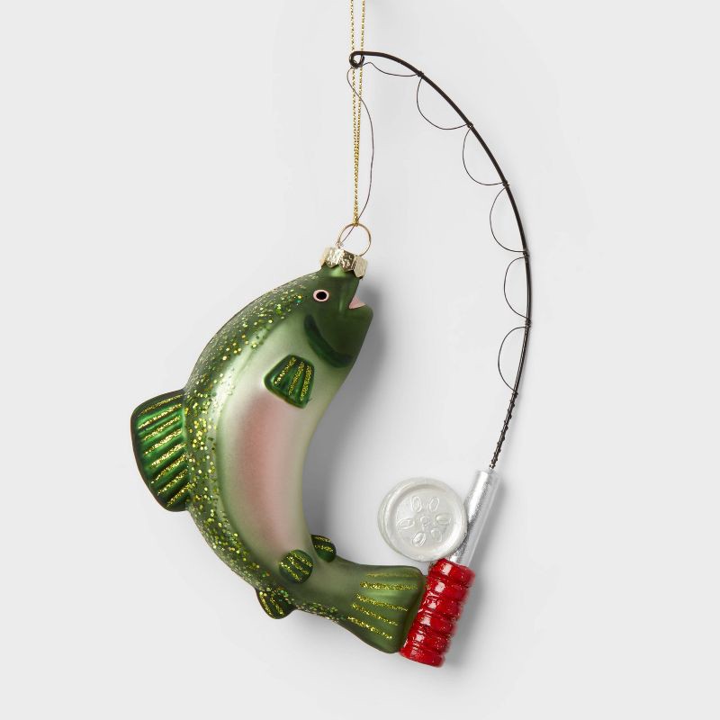slide 1 of 3, Glass Fishing Christmas Tree Ornament - Wondershop™, 1 ct