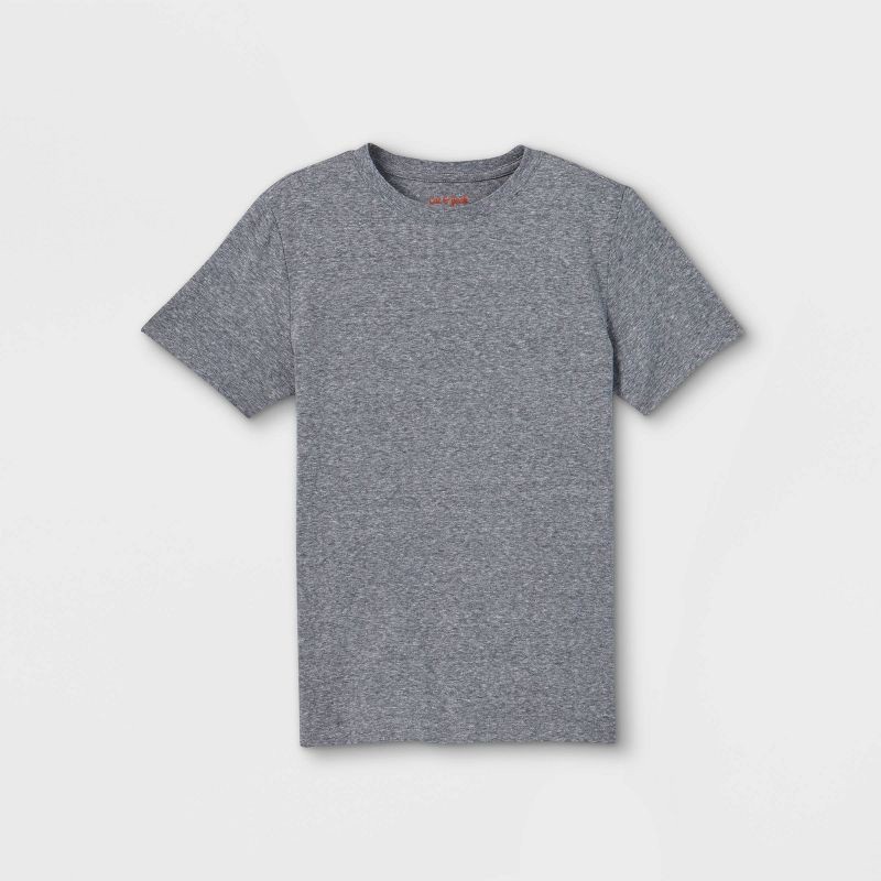 slide 1 of 2, Boys' Short Sleeve Heathered T-Shirt - Cat & Jack™ Gray S: Crew Neck, Patch Pocket, 1 ct