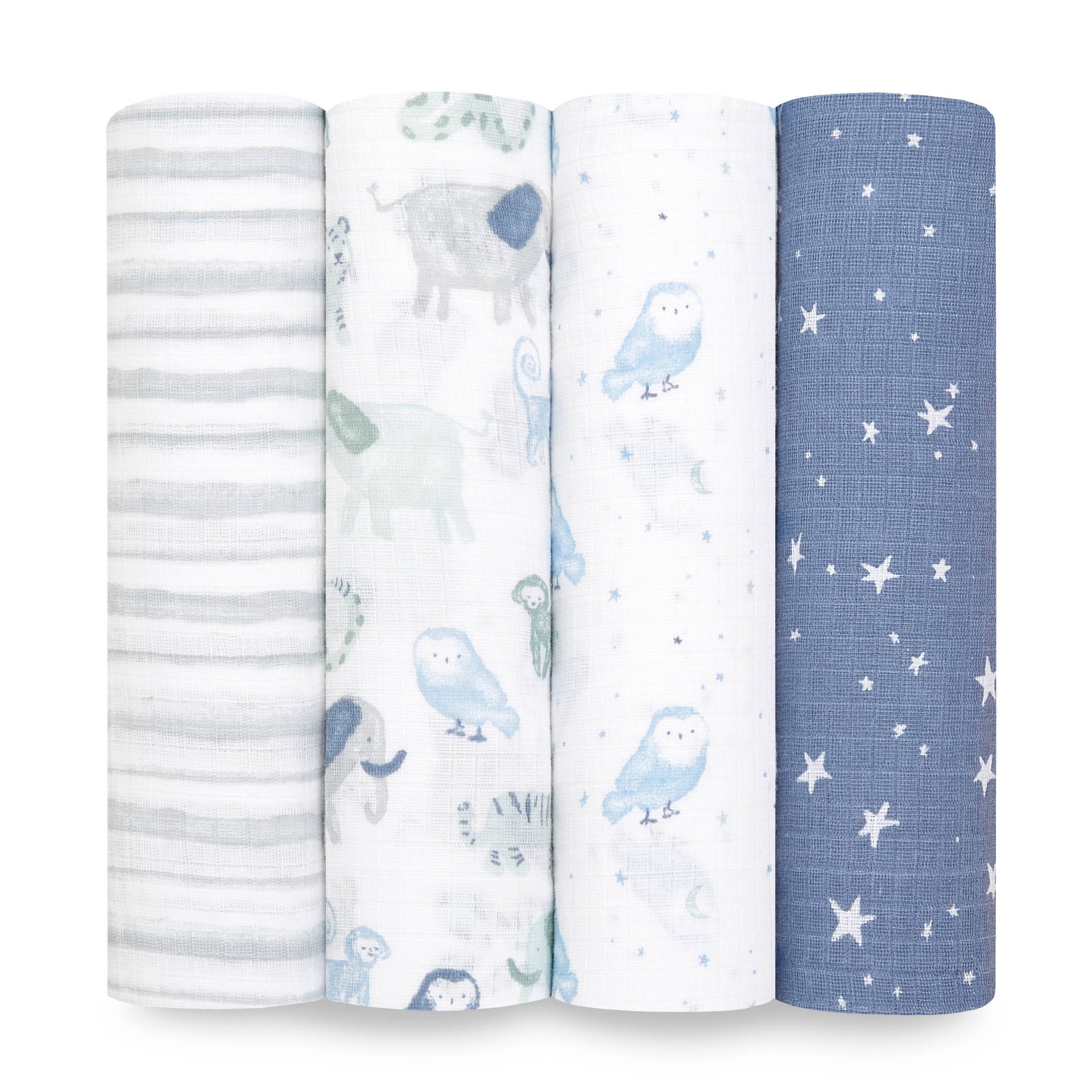 slide 1 of 4, aden + anais Essentials Time To Dream Swaddle Blankets - 4pk, 1 ct