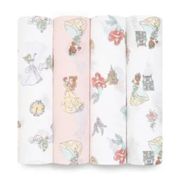 aden + anais essentials 4pk Cotton Muslin Swaddle Blankets - Disney Princess
